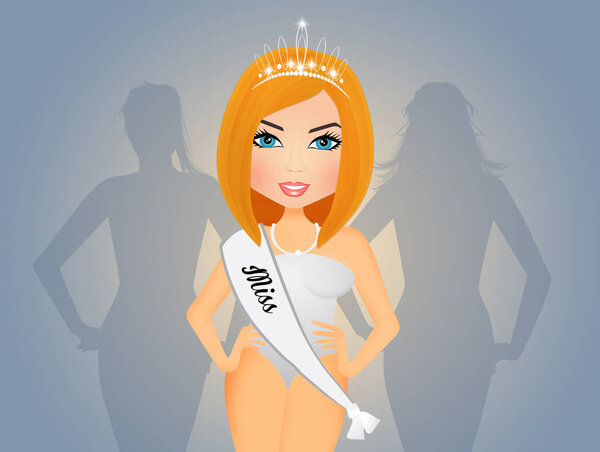illustration of blonde girl on beauty contest