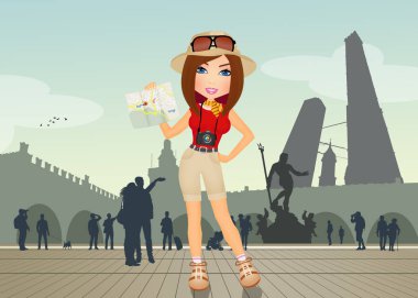 Bologna şehir ziyaret turist kız