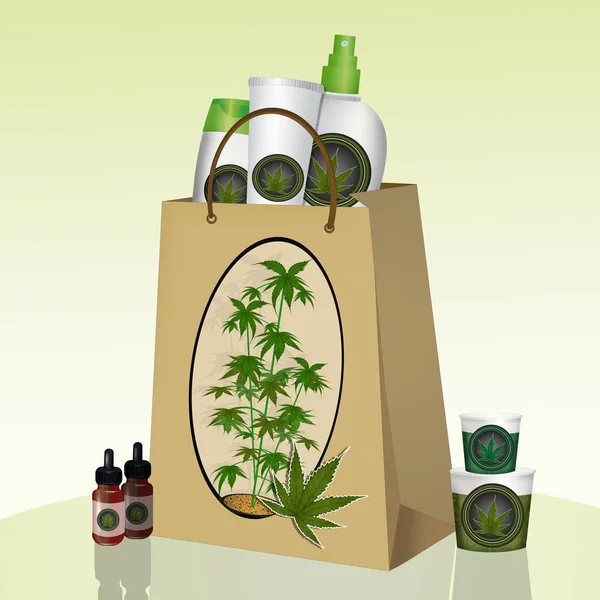 Illustration Einer Tüte Mit Cannabisprodukten — Stockfoto