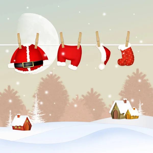Clothes Santa Claus Hanging — Stock Photo, Image