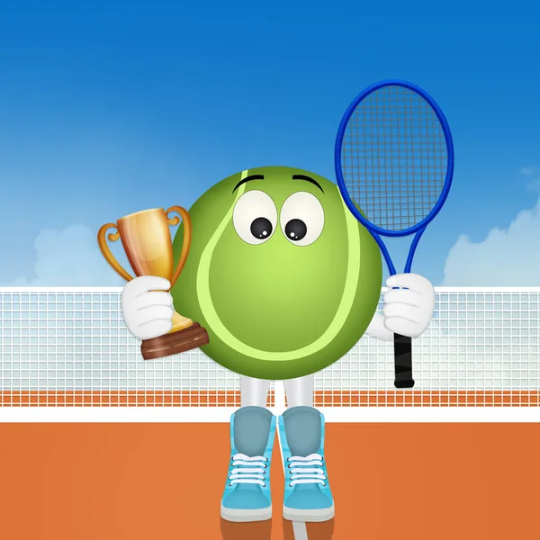 Tenis Topu Komik Çizimi — Stok fotoğraf