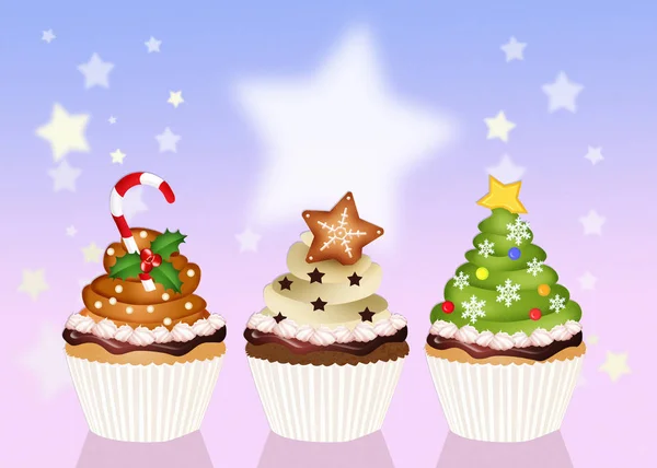 Illustration Christmas Cupcakes — Stock Photo, Image
