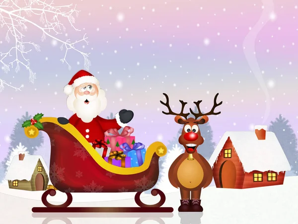 Illustration Santa Claus Sleigh — Stock Photo, Image