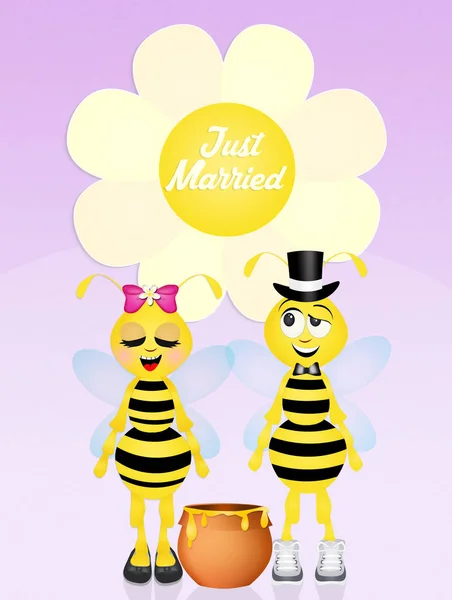 Ilustracja Małżeństwa Pszczół — Zdjęcie stockowe