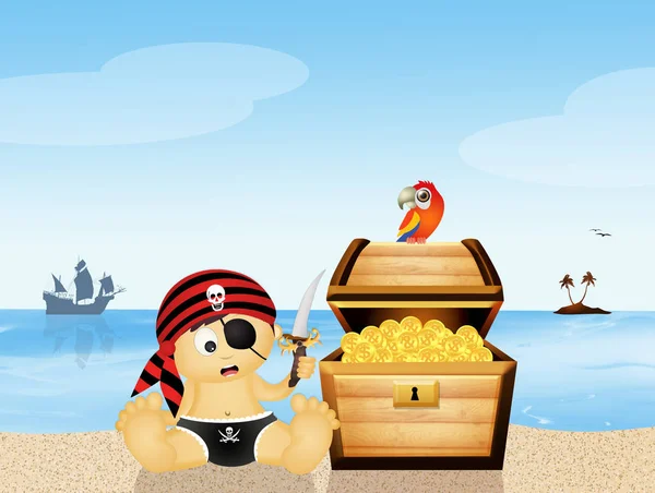 Ilustrace Dětské Pirátské Poklad — Stock fotografie