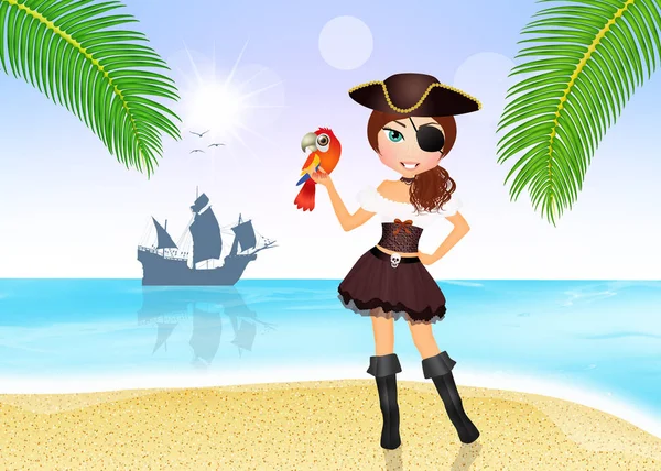 Illustration Pirate Fille — Photo