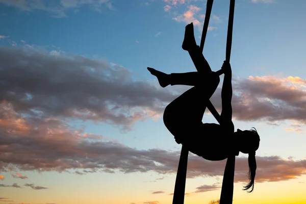 Ilustrace Dívka Akrobatické Antény — Stock fotografie