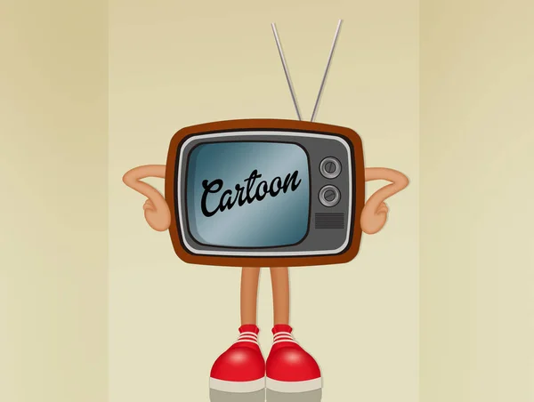 Ilustração Desenho Animado Televisão Agradável — Fotografia de Stock