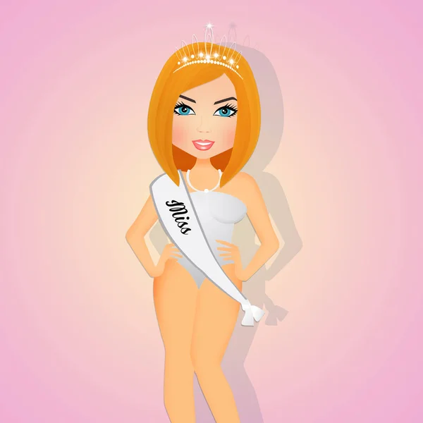 Illustration Blonde Girl Beauty Contest — Stock Photo, Image