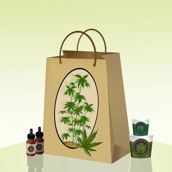 Borsa Con Prodotti Base Cannabis — Foto Stock