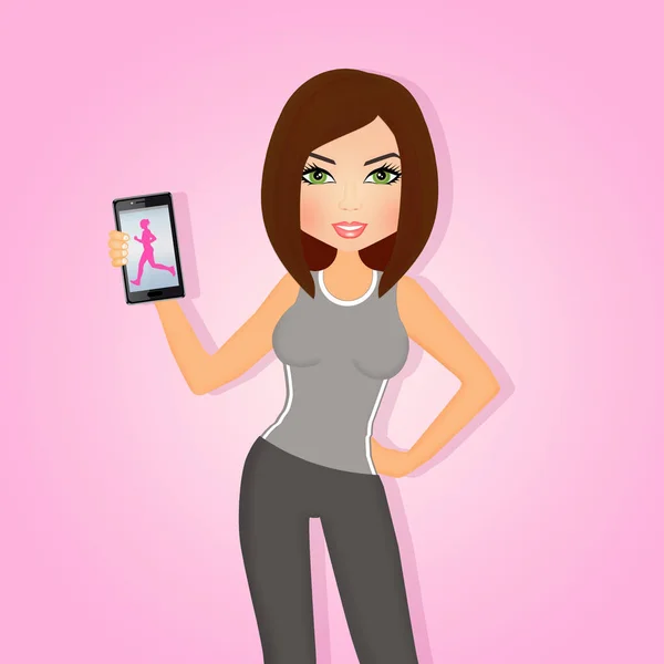 Illustration Girl Smartphone — Stock Photo, Image