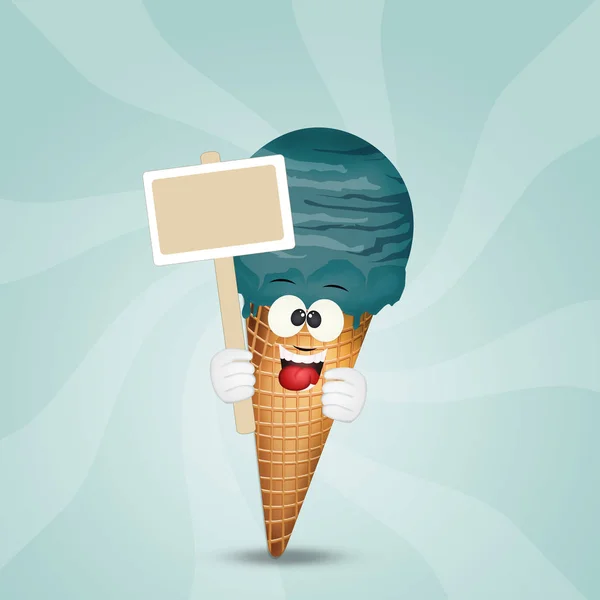 Ilustrace Blue Ice Cream Cone — Stock fotografie