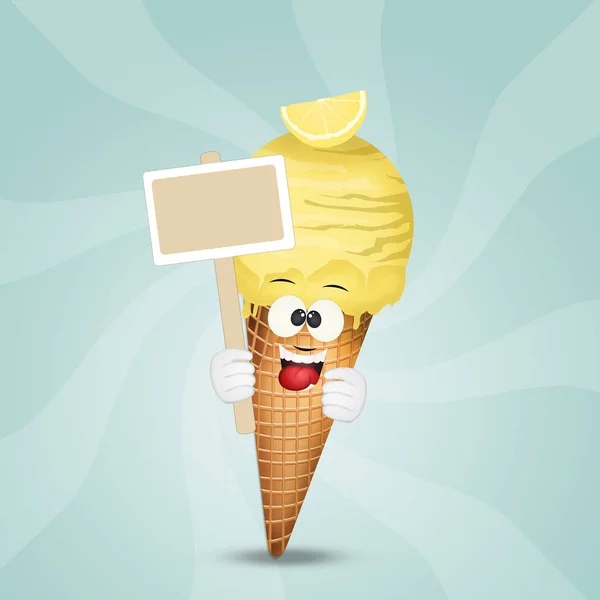 illustration of lemon ice cream cone