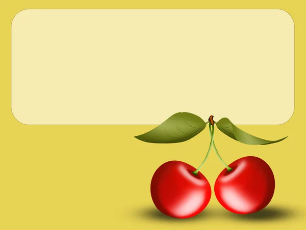 Illustration Cherries Label — Stock Photo, Image