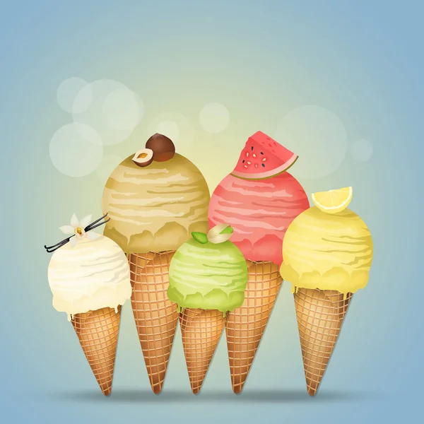 Různé Příchutě Zmrzliny — Stock fotografie
