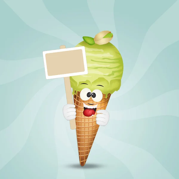 Иллюстрация Рожка Фисташкового Мороженого — стоковое фото