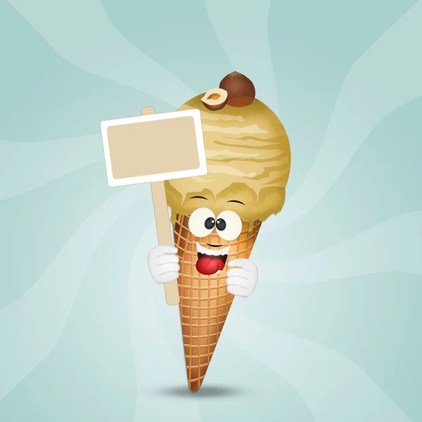 Ilustrace Kužel Zmrzliny Lískových Oříšků — Stock fotografie