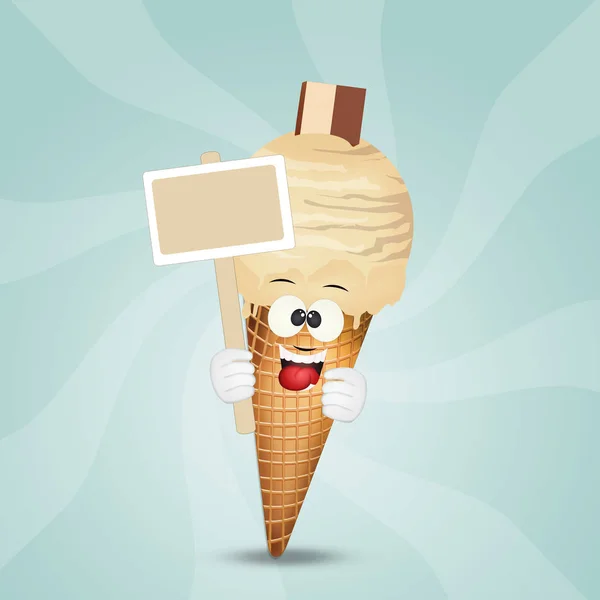 奶油冰淇淋锥的插图 — 图库照片