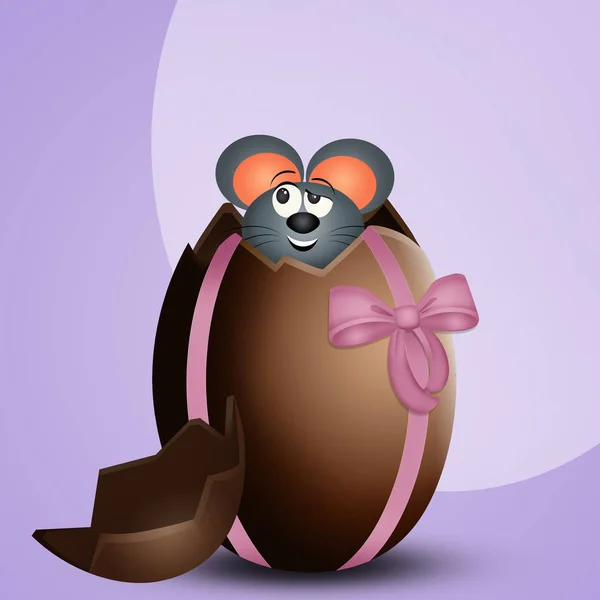 Мышиный Сюрприз Шоколадном Яйце — стоковое фото