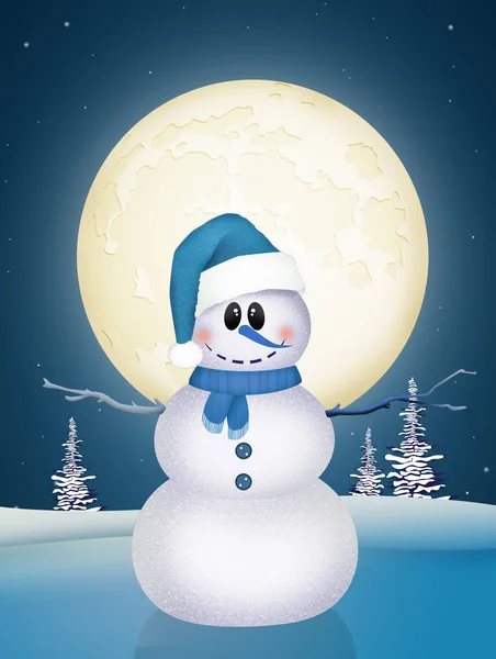 Boneco Neve Papai Noel Com Luzes Natal — Fotografia de Stock