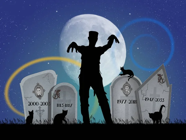 Ilustración Zombie Cementerio — Foto de Stock