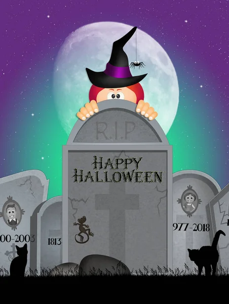 Sírkövek Halloween Éjszaka — Stock Fotó