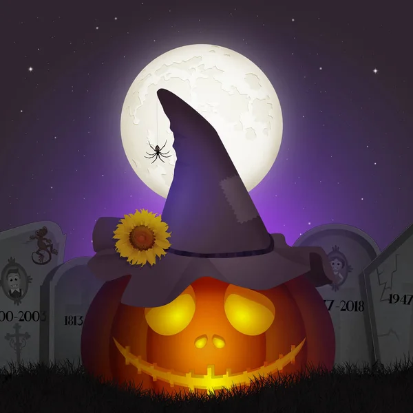 Illustration Pumpkin Cemetery — Stock Photo, Image