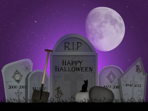 Halloween Horror Éjszaka Illusztrációja — Stock Fotó