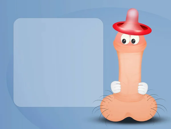 Nice Illustration Penis Funny Face Condom Hat — Stock Photo, Image