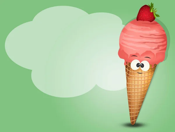 Ilustración Helado Con Sabor Fresa —  Fotos de Stock