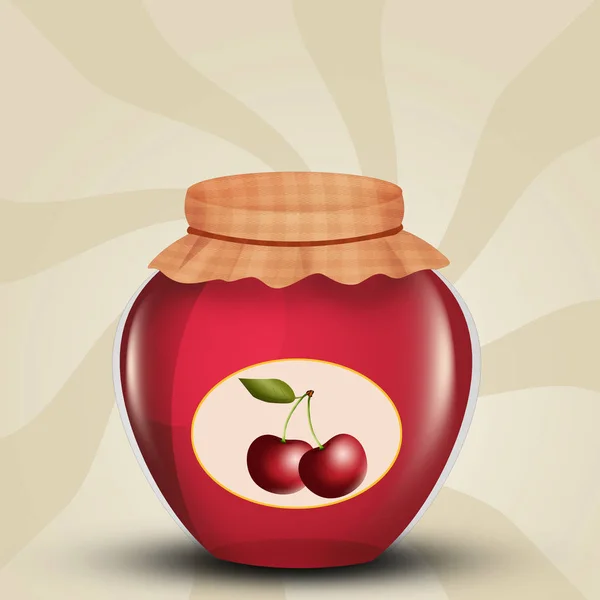 Illustration Cherries Jam — Stock Photo, Image