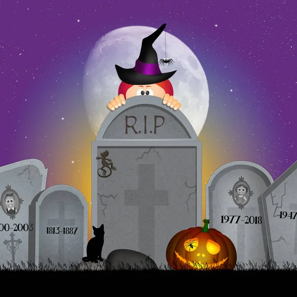 Bela Ilustração Lápides Cemitério Horror — Fotografia de Stock