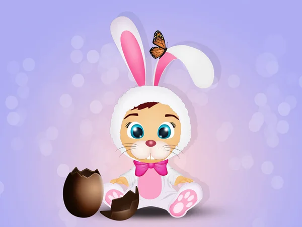 Baby Rabbit Costume Easter — Stock Photo, Image