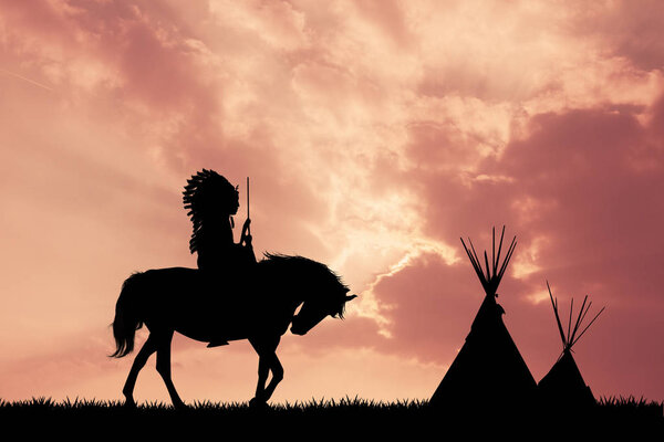 иллюстрация индийского человека на закате
