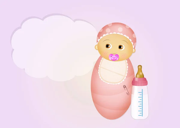 Illustration Announcement Birth Baby — Stock Photo, Image