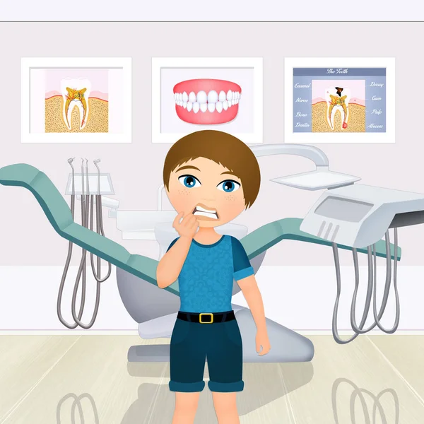 Çocuk Diş Ağrısı Ile Gösteren Resim — Stok fotoğraf