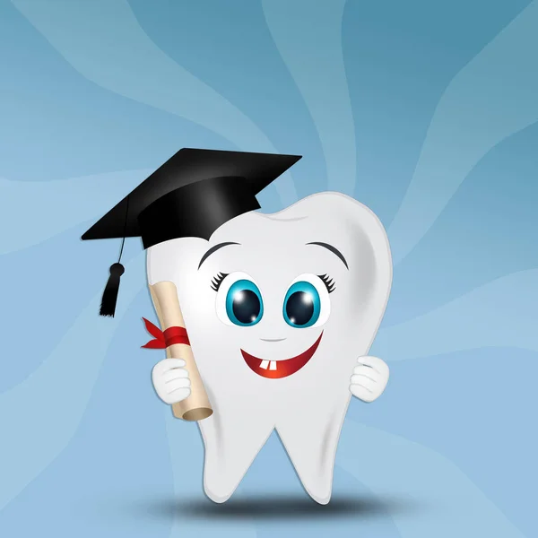 Illustrazione Dente Graduato Con Pergamena — Foto Stock