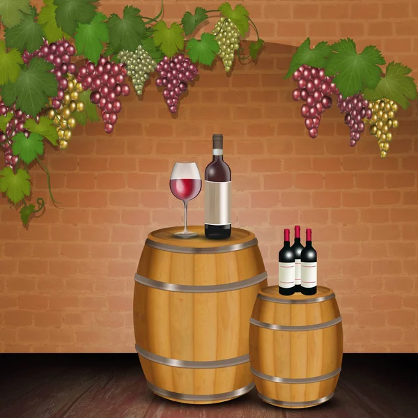 illustration of red wine on the barrel