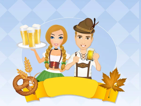 Oktoberfest Meisje Vrouw Met Bier — Stockfoto