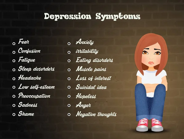 Illustratie Van Depressie Symptomen — Stockfoto