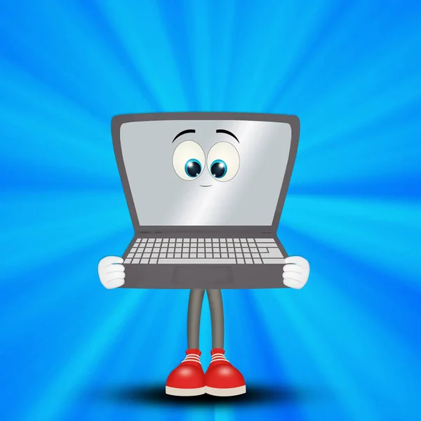 illustration of laptop with funny face