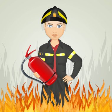 itfaiye yangın söndürücü ile gösteren resim