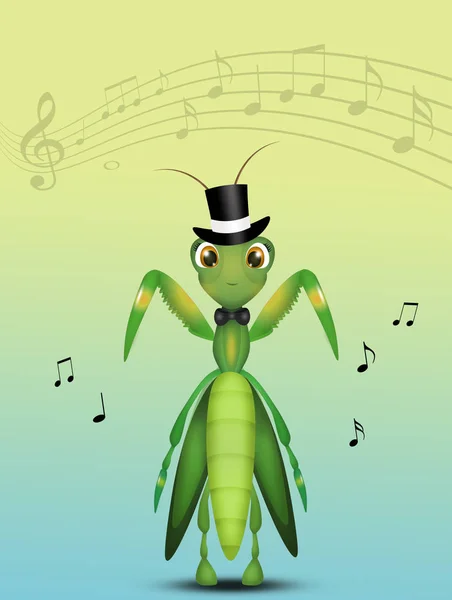 illustration of praying mantis conductor