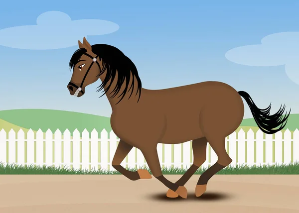Illustratie Van Paard Galop Racing — Stockfoto