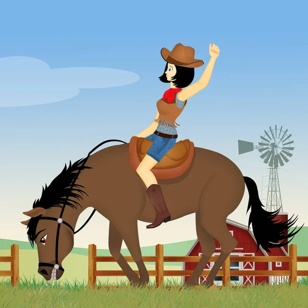 Dziewczyna Koniu Rodeo — Zdjęcie stockowe