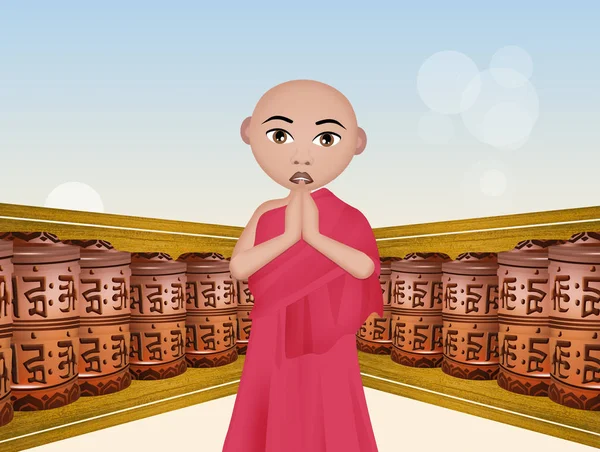 Ilustração Rodas Oração Budistas — Fotografia de Stock