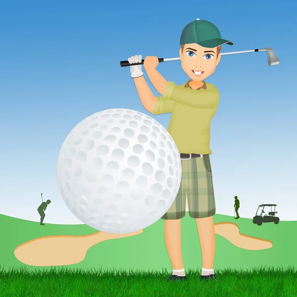 Illustratie Van Mens Speelt Golf — Stockfoto