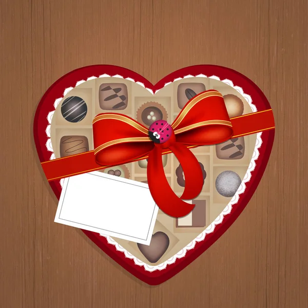 Κουτί Σοκολατάκια Σχήμα Καρδιάς Για Την Ημέρα Του Αγίου Βαλεντίνου — Φωτογραφία Αρχείου