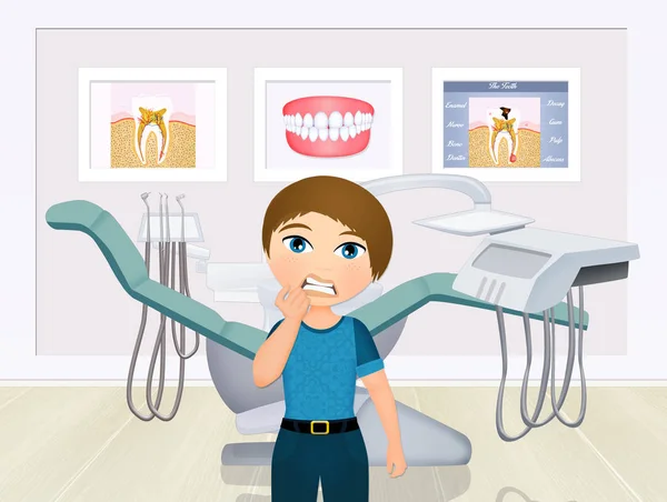 Criança Com Medo Dentista — Fotografia de Stock