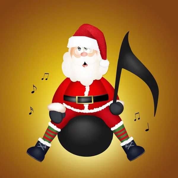Divertido Santa Claus Nota Musical —  Fotos de Stock
